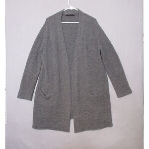 Jenni Kayne Sweater Coat Cardigan‎ Women XL Gray Merino Wool Yak Open Front